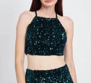 Sequin Cross Back Tank Top