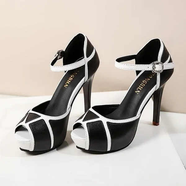 Sexy High Heels Mouth Black and White Dew Waterproof