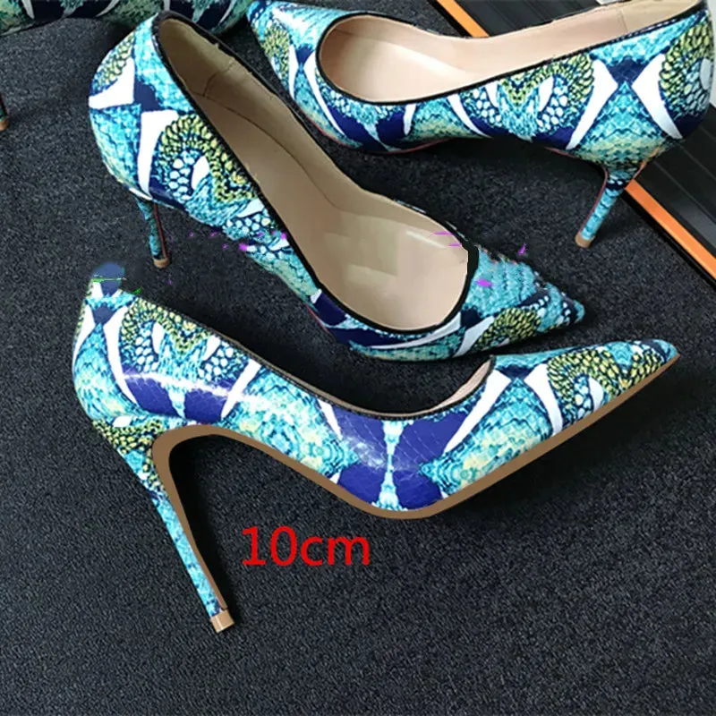 sexy lace shallow  synthetic leather 12cm pointed high heels