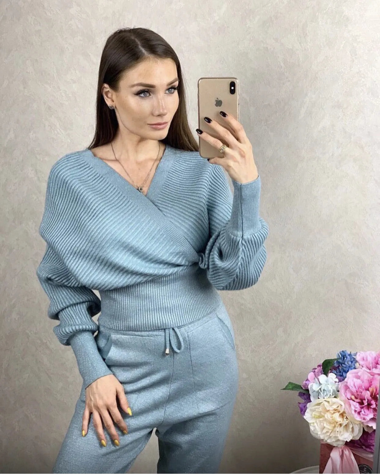 Sexy Multicolor Strapless Sweater Knit Sports Suit