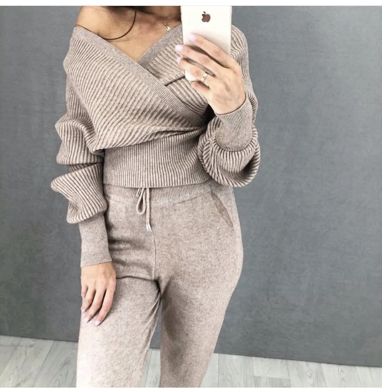 Sexy Multicolor Strapless Sweater Knit Sports Suit