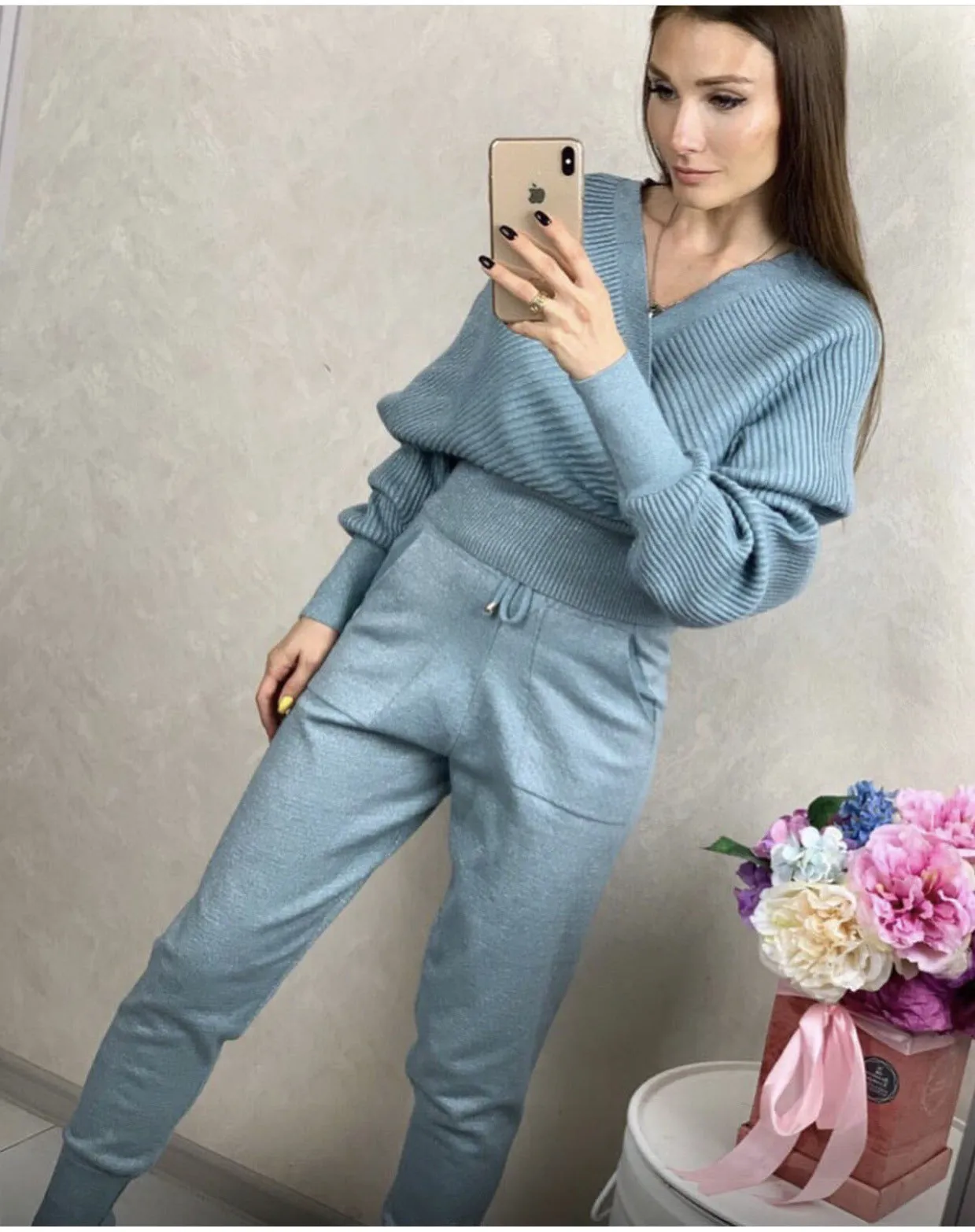 Sexy Multicolor Strapless Sweater Knit Sports Suit