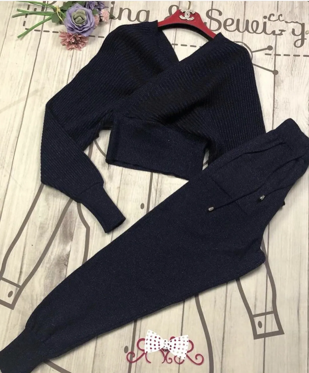 Sexy Multicolor Strapless Sweater Knit Sports Suit