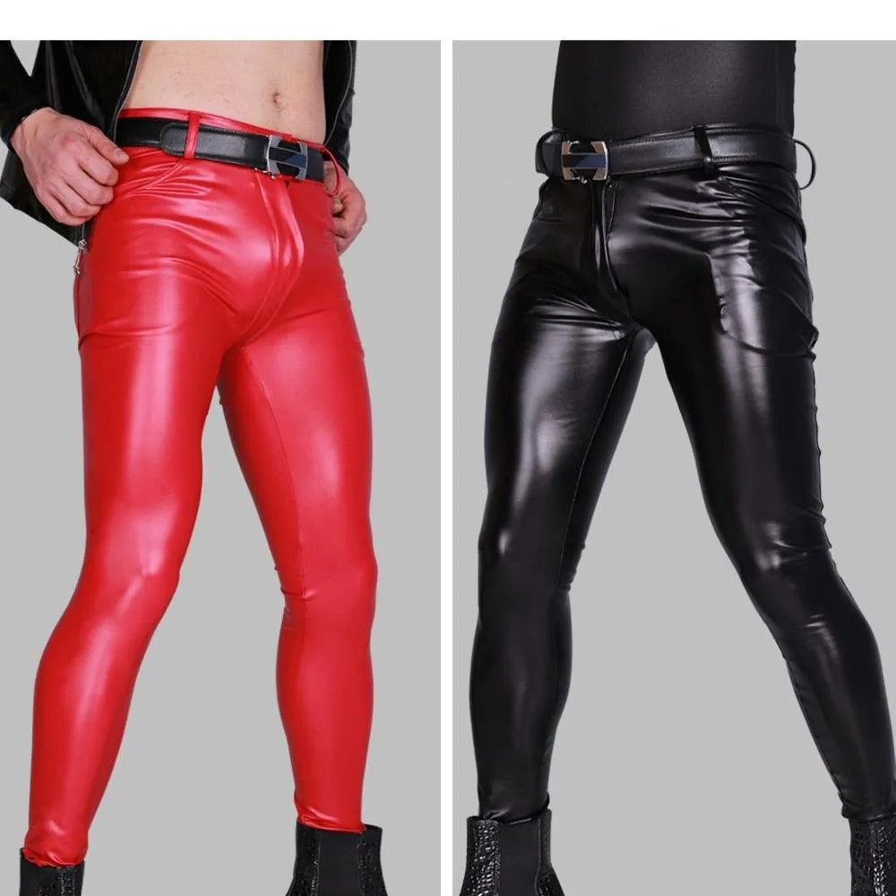 Sexy Skinny PU Leather Pants - Featuring Oil Surface Design for a Sleek and Fashionable Look