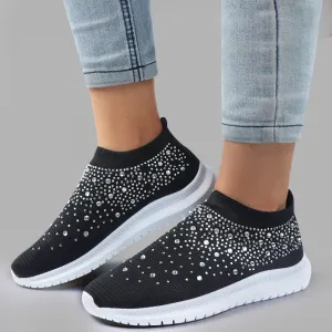 Shining Crystal Flats Shoes for Women Plus Size Breathable