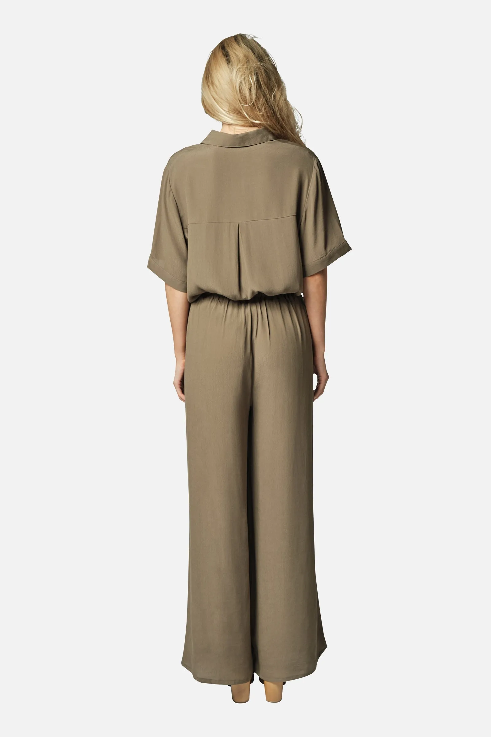 Short Sleeve Button-Up Shirt KHAKI