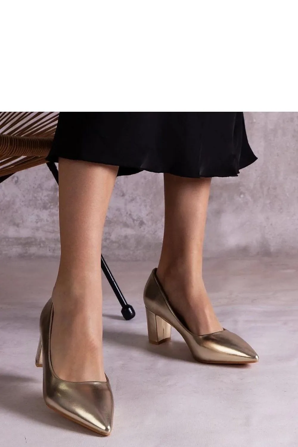Silver block-heel pumps