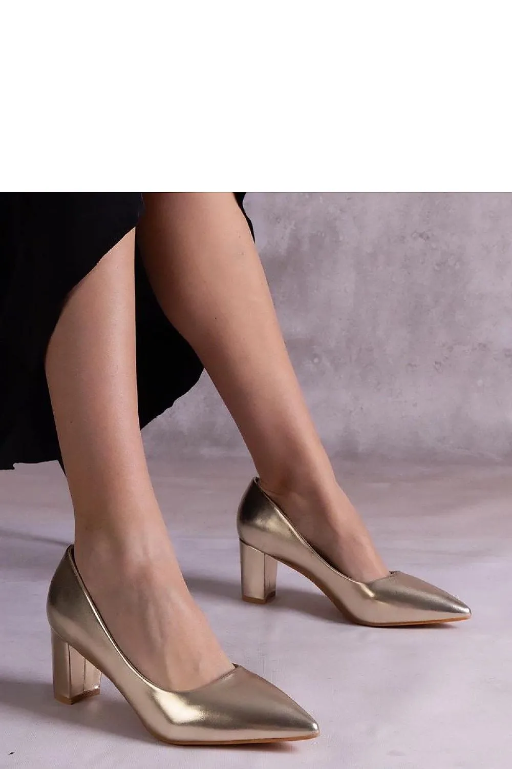 Silver block-heel pumps