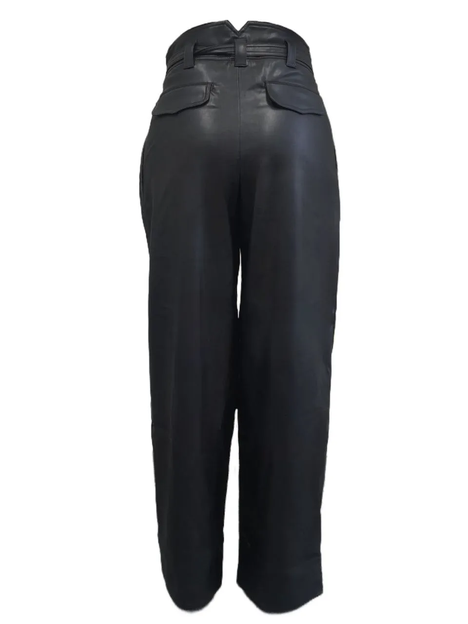 SIMON MILLER Women's Black Vegan Leather Wide Pants #W528 Large NWT