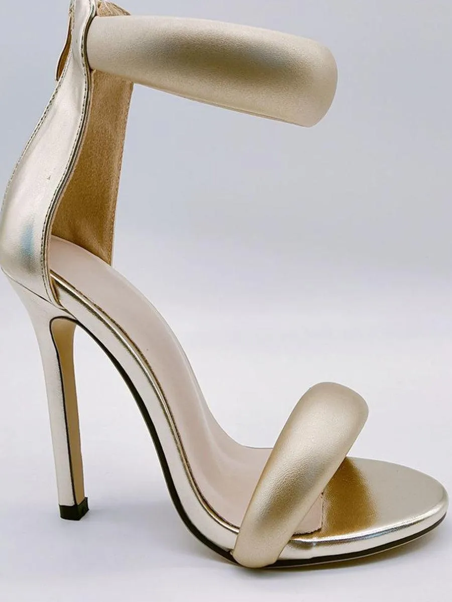 Simple One-Strap Gold Stiletto High Heels MHE4928
