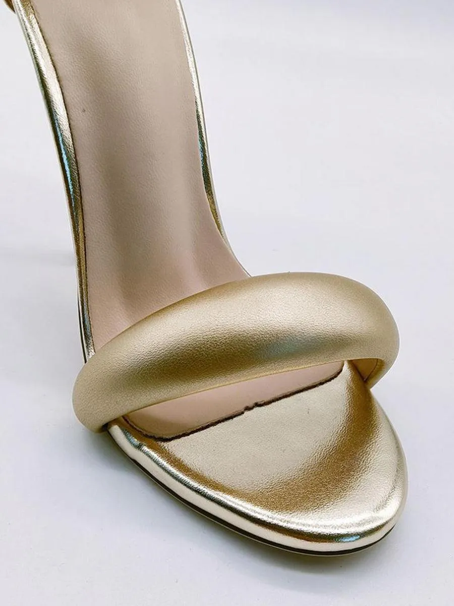 Simple One-Strap Gold Stiletto High Heels MHE4928