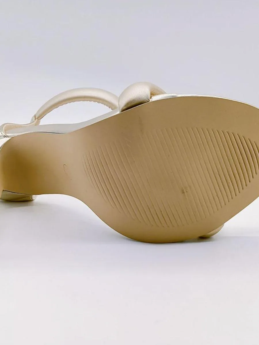 Simple One-Strap Gold Stiletto High Heels MHE4928