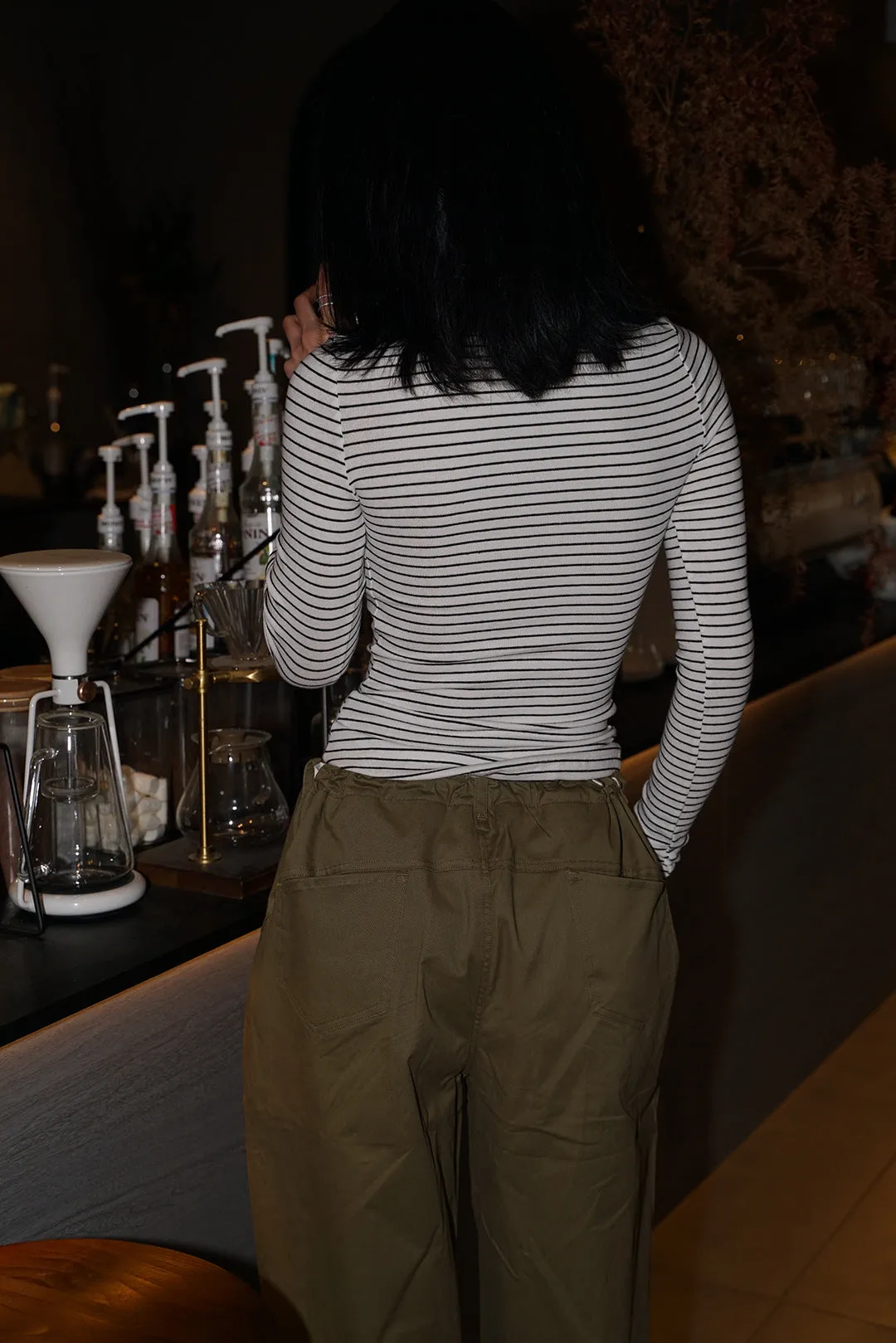 Slim waist Drawstring pants