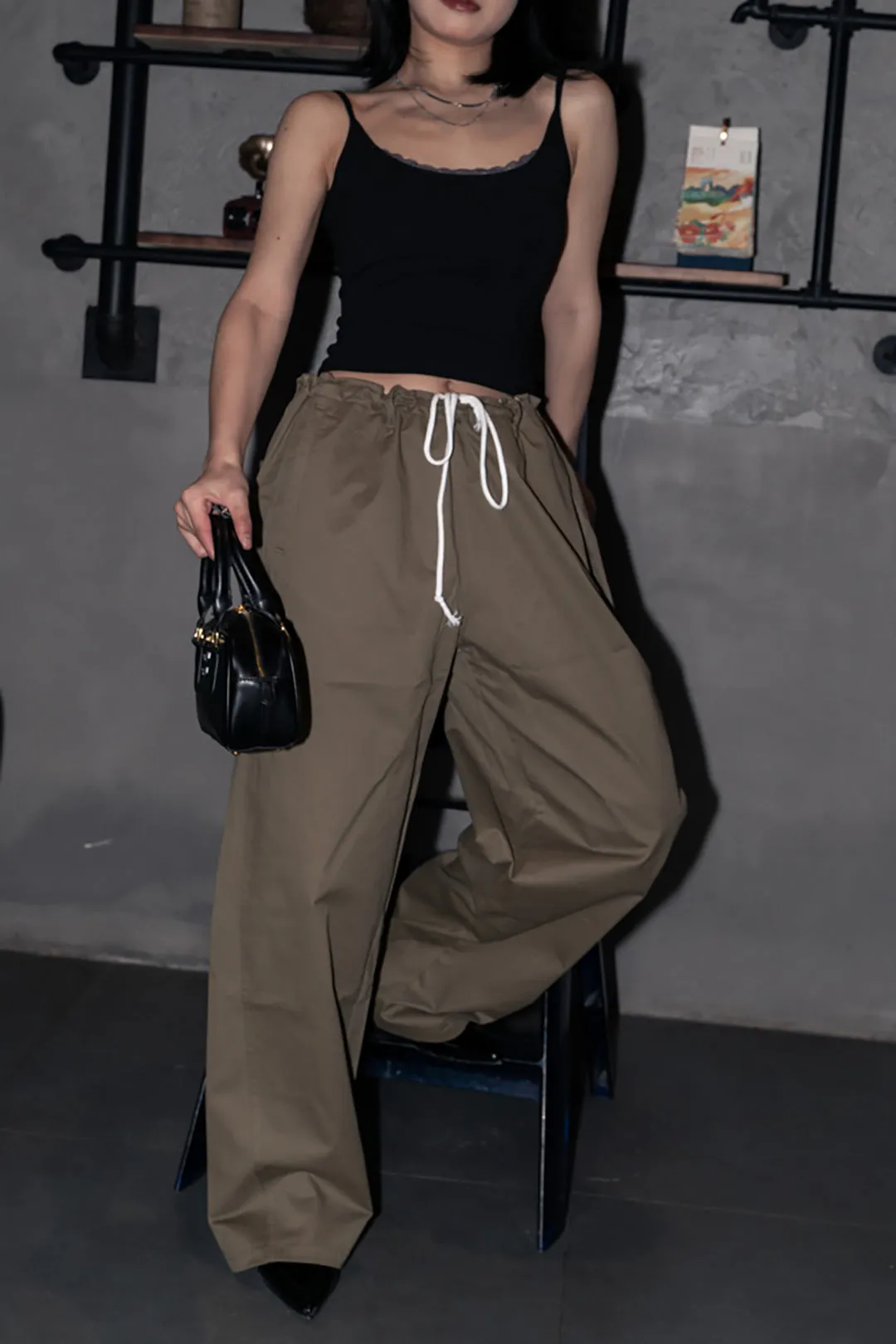 Slim waist Drawstring pants