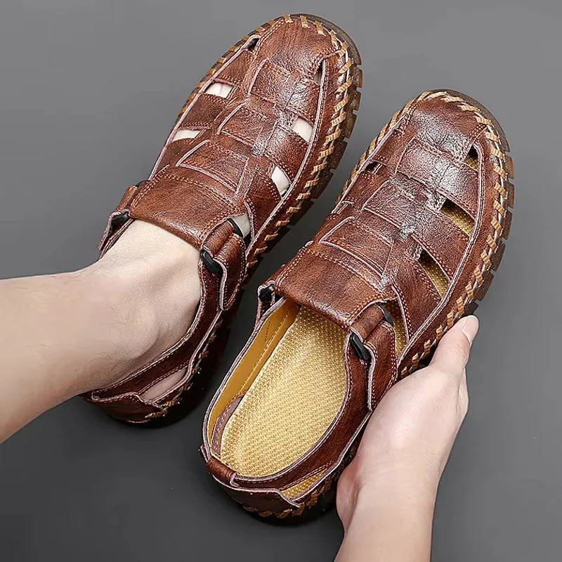 Slip On Split Leather Shoes Men Flats