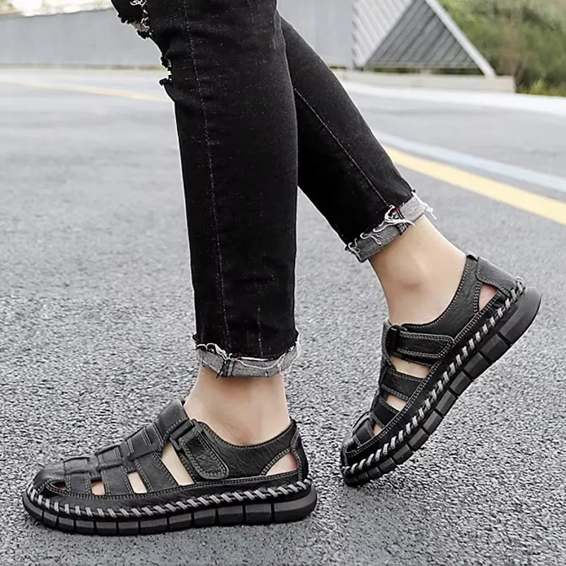 Slip On Split Leather Shoes Men Flats