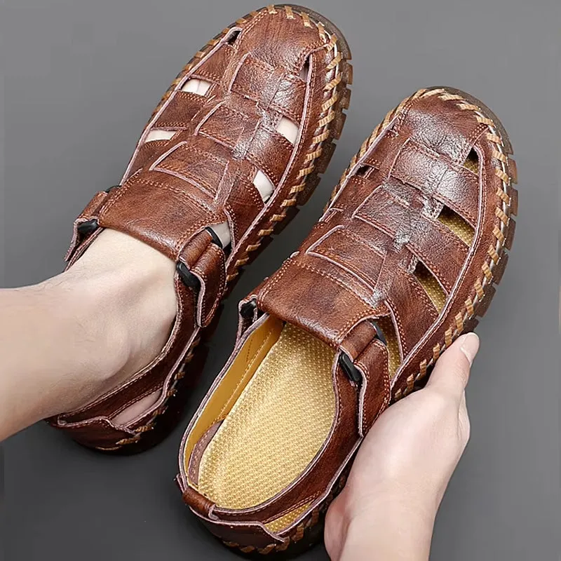 Slip On Split Leather Shoes Men Flats