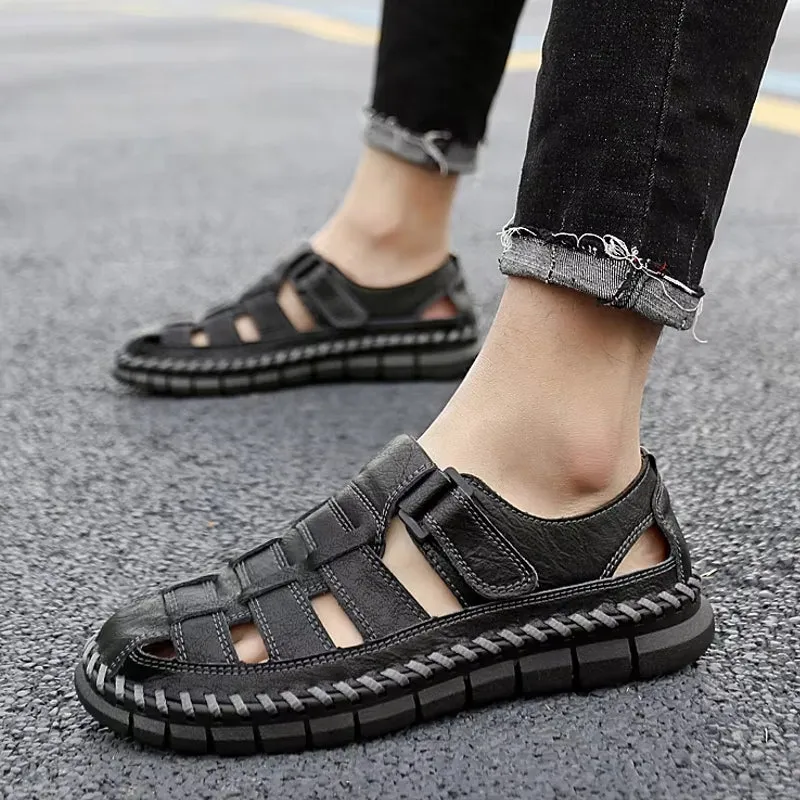 Slip On Split Leather Shoes Men Flats