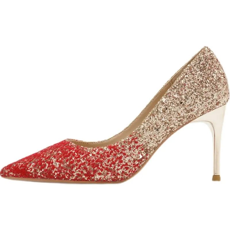 Small Size Glitter Metal Heels DS371