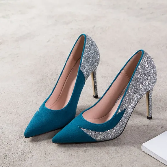 Small Size Womens Glitter Heels BS322