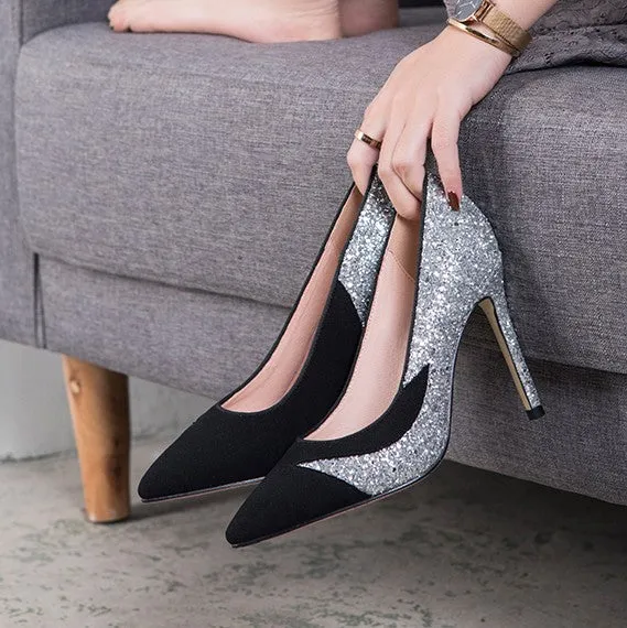 Small Size Womens Glitter Heels BS322