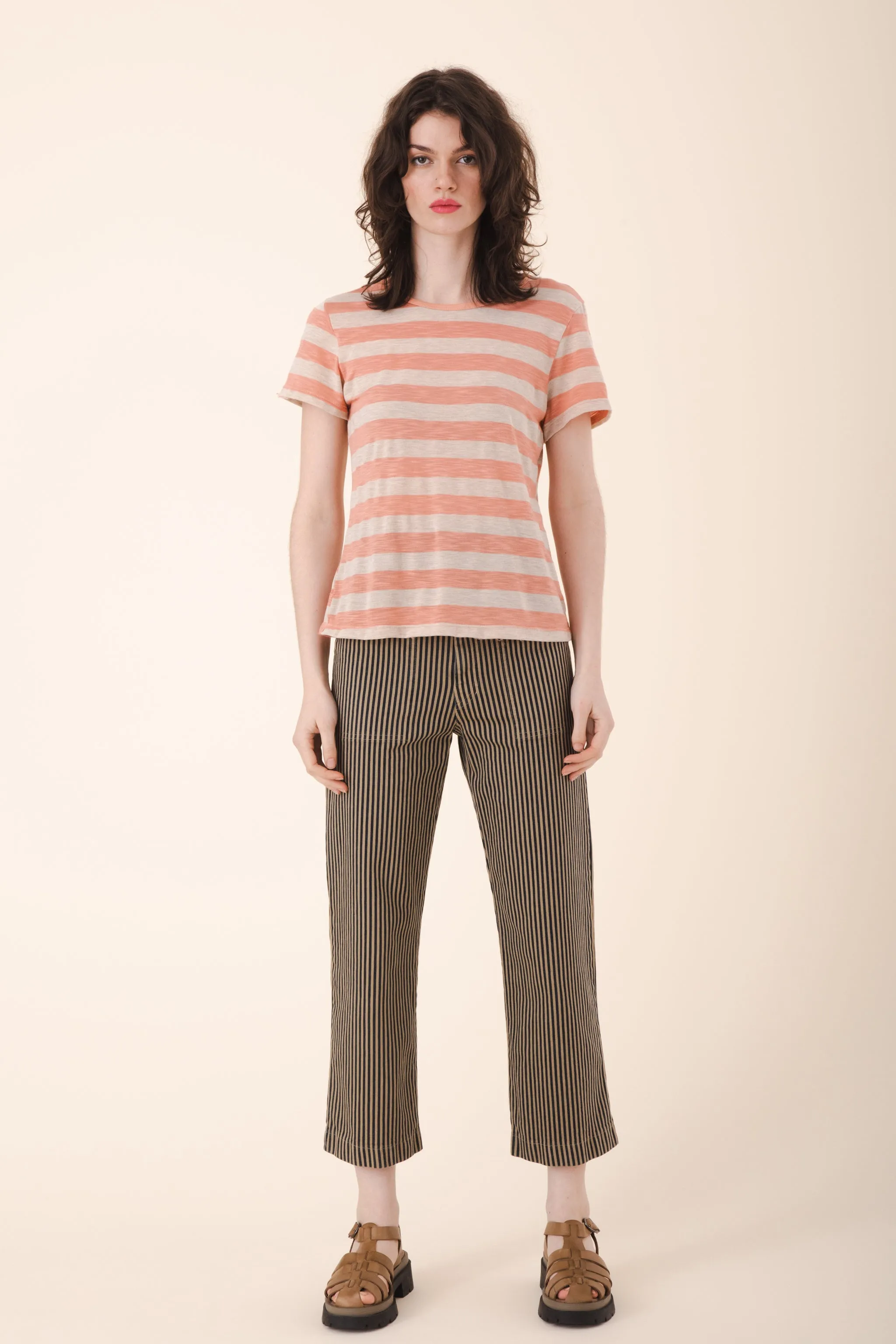 Smithy Pant in Wide Stripe Khaki