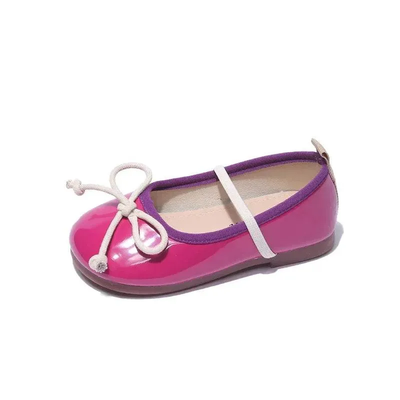 Smooth and Brightly Patent Leather Shoes for Kids Girls Simple Bow-tie Mary Janes Shoes Flats Kawaii Slip on Shoes Girl F07193