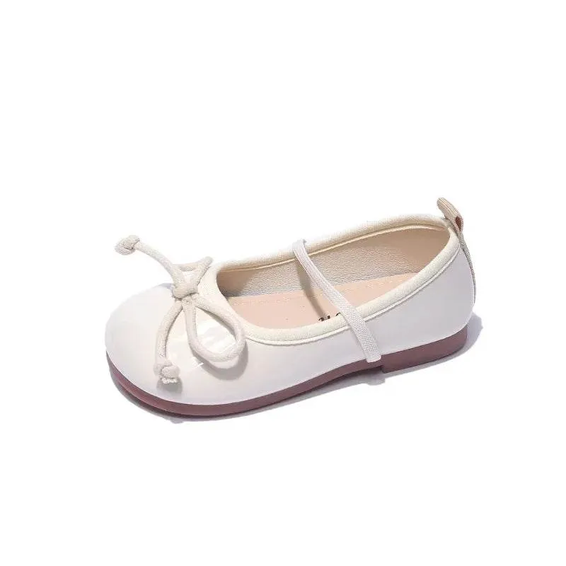 Smooth and Brightly Patent Leather Shoes for Kids Girls Simple Bow-tie Mary Janes Shoes Flats Kawaii Slip on Shoes Girl F07193