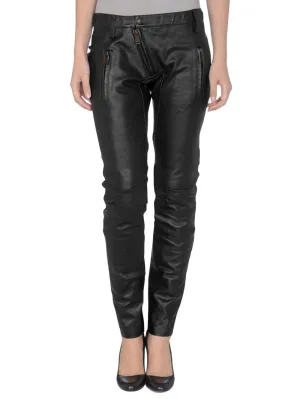 Snap-Button Leather Trousers