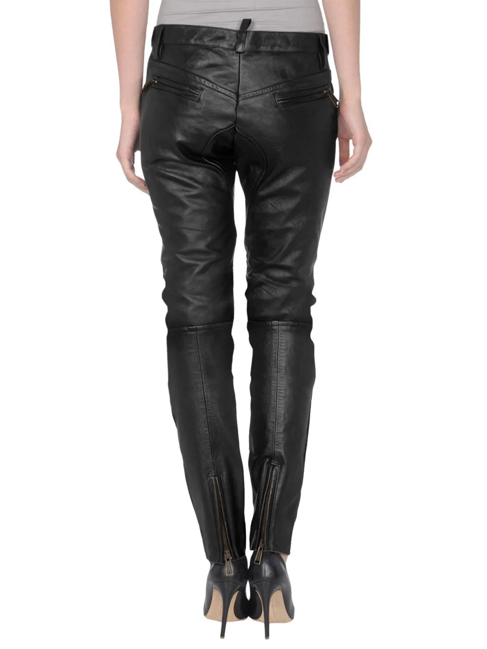 Snap-Button Leather Trousers