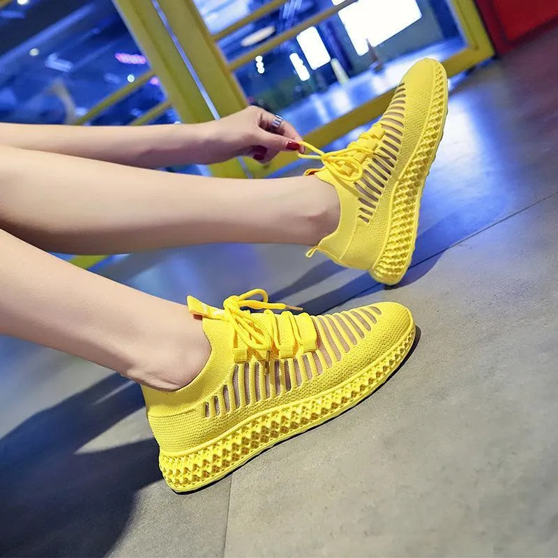 Sneakers Women Breathable Air Mesh Pink Green Platform Shoes