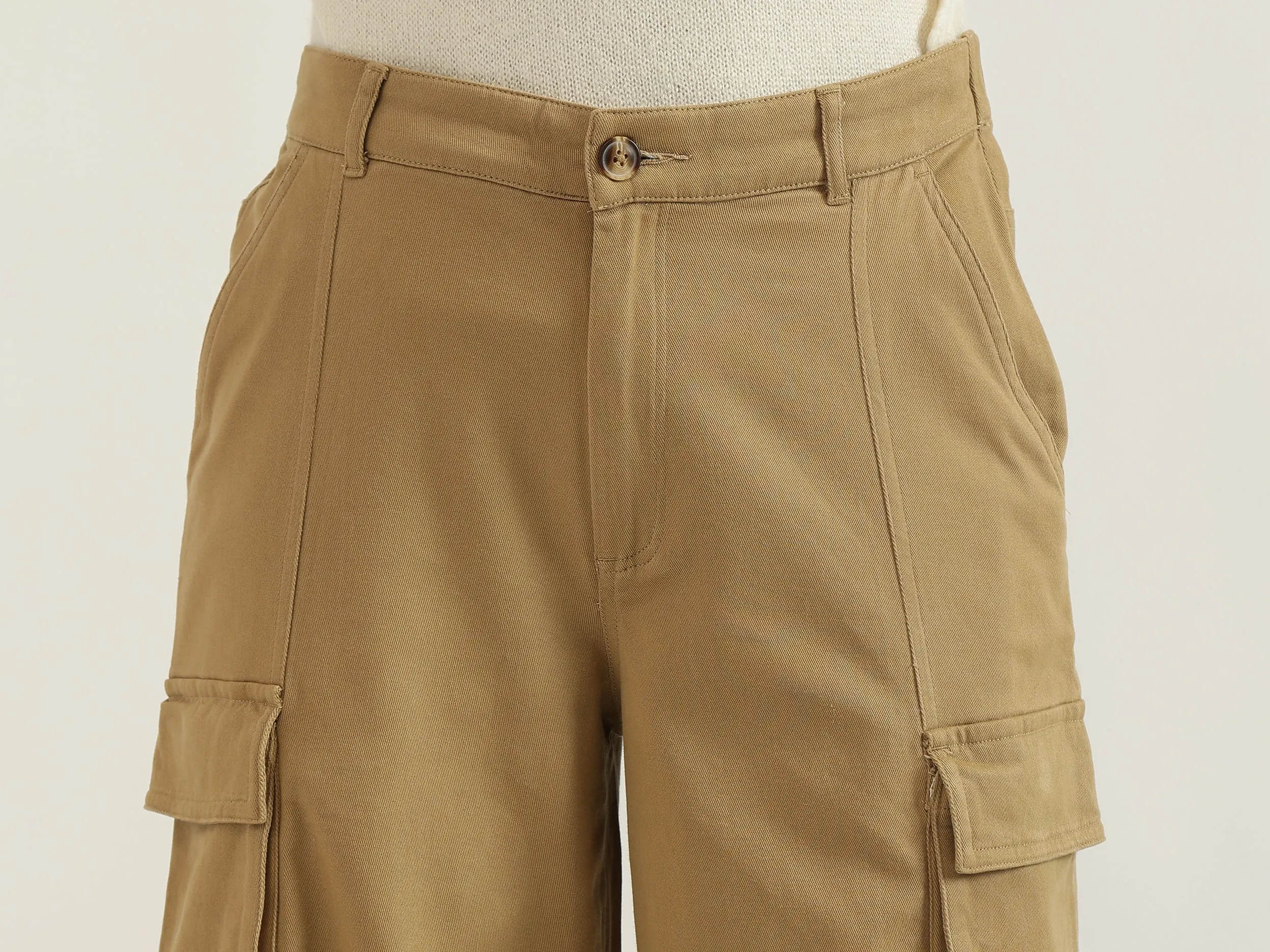 Solid Cargo Pants