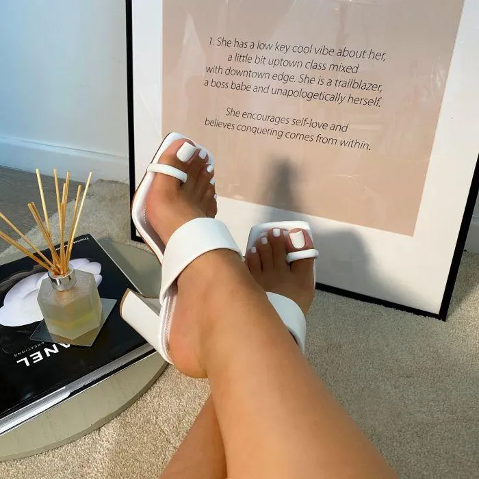 Solid One Strap Toe Ring High Heels