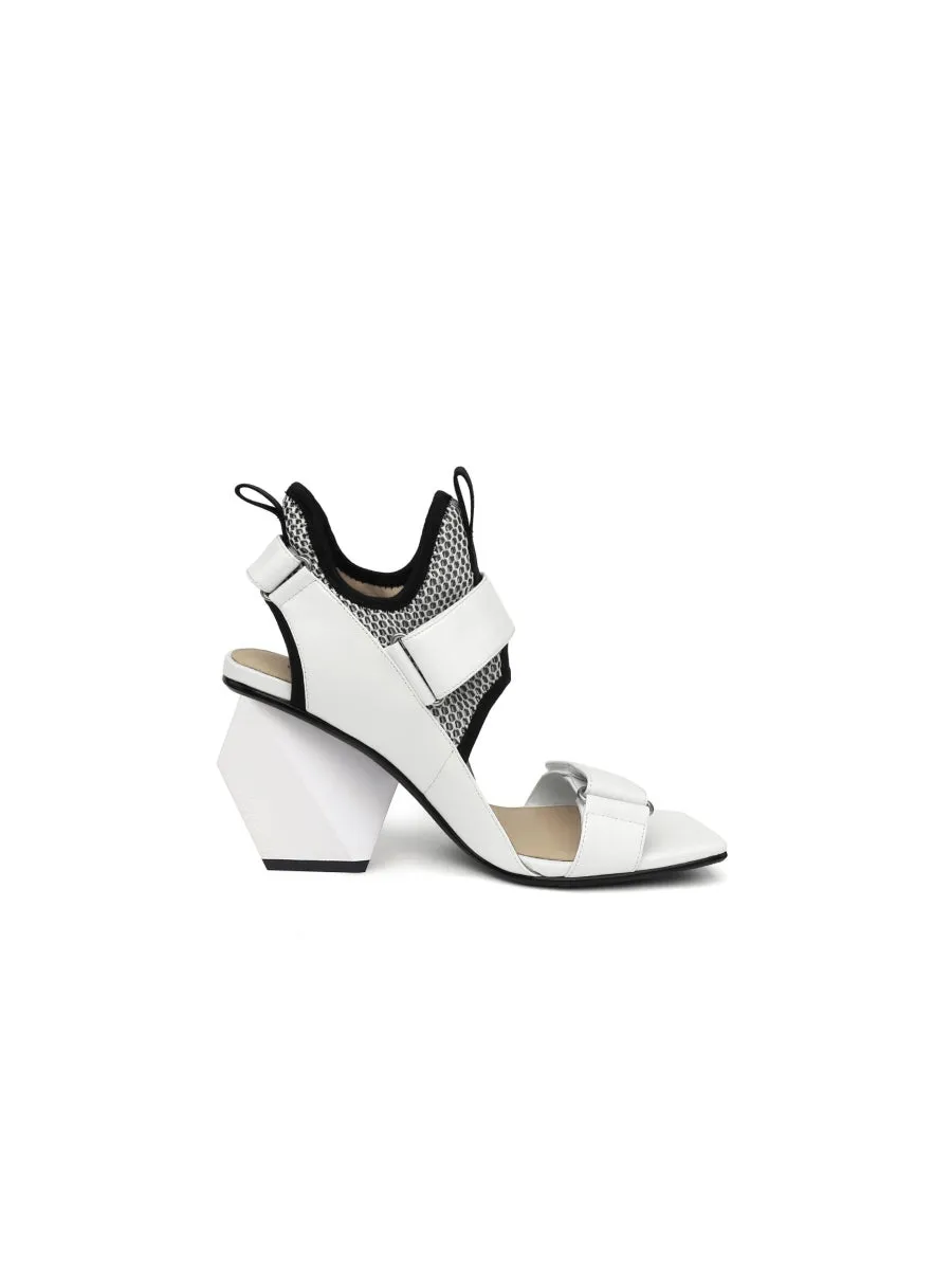 Space Warrior Cream Geometry Heel Sandal