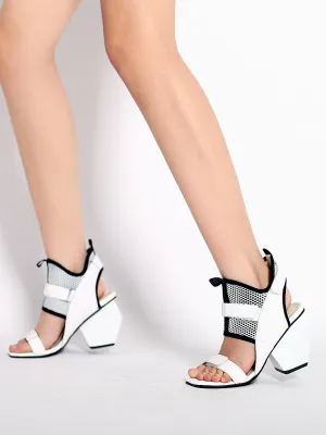 Space Warrior Cream Geometry Heel Sandal
