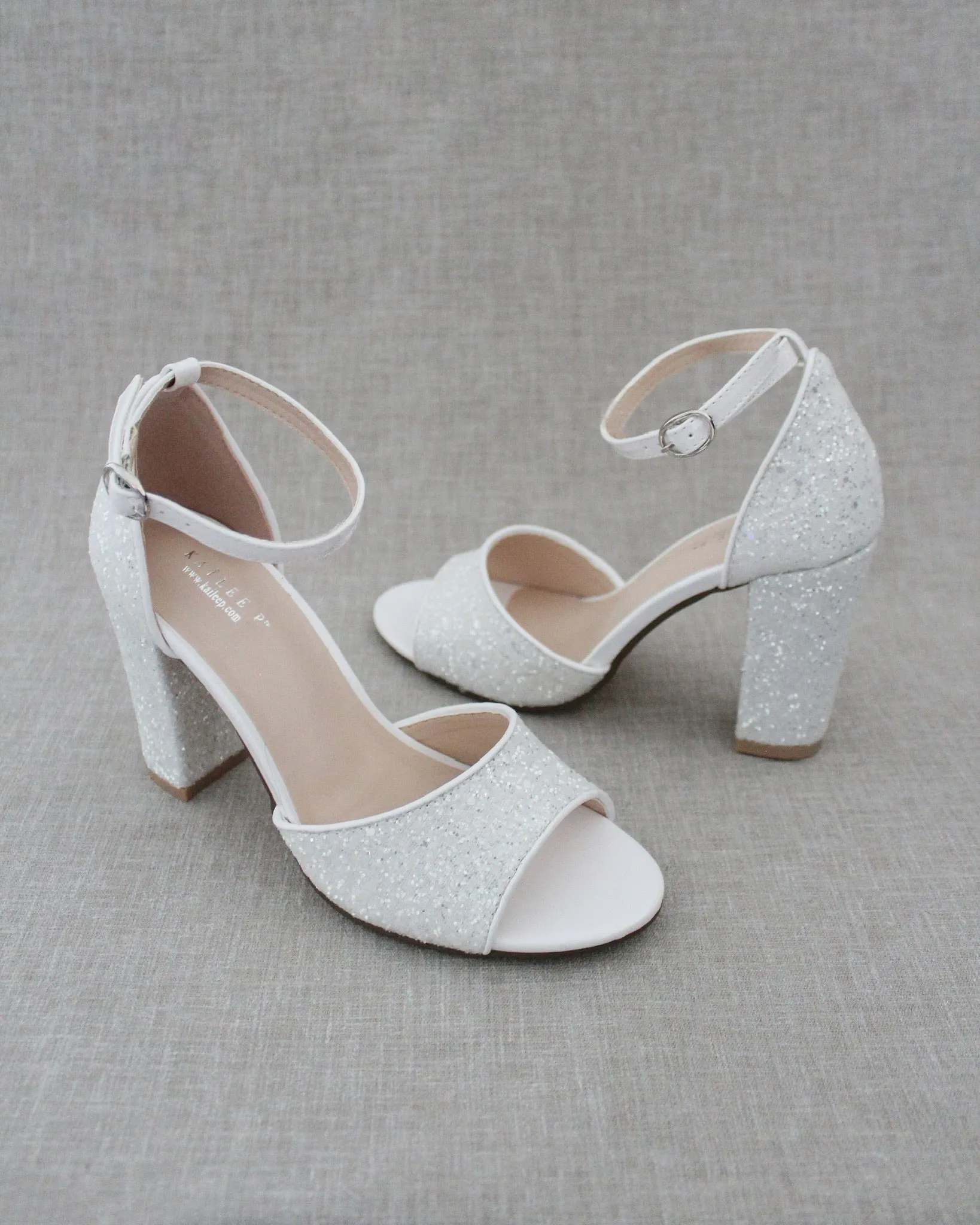 Sparkly Tall Block Heel Wedding Sandals