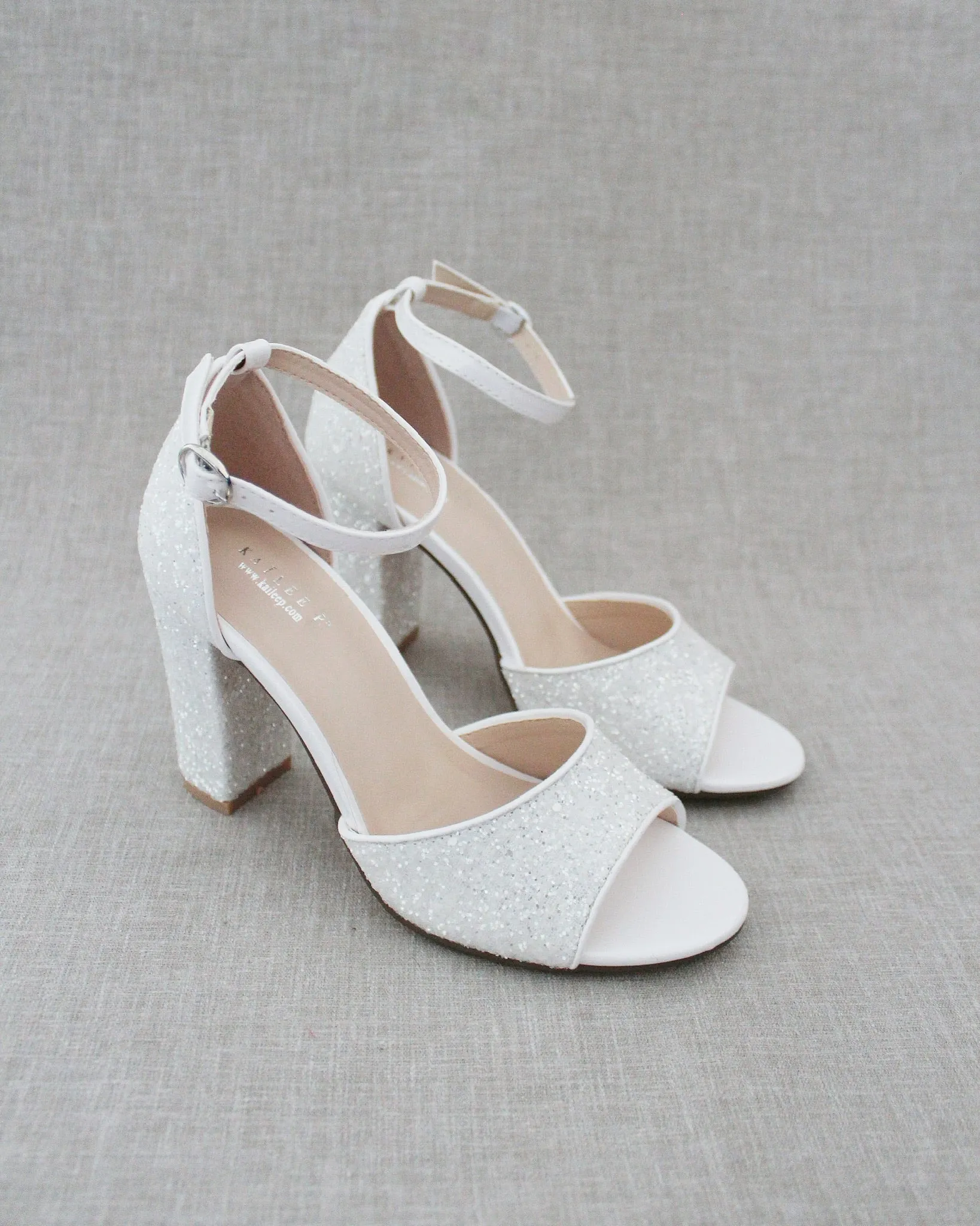 Sparkly Tall Block Heel Wedding Sandals