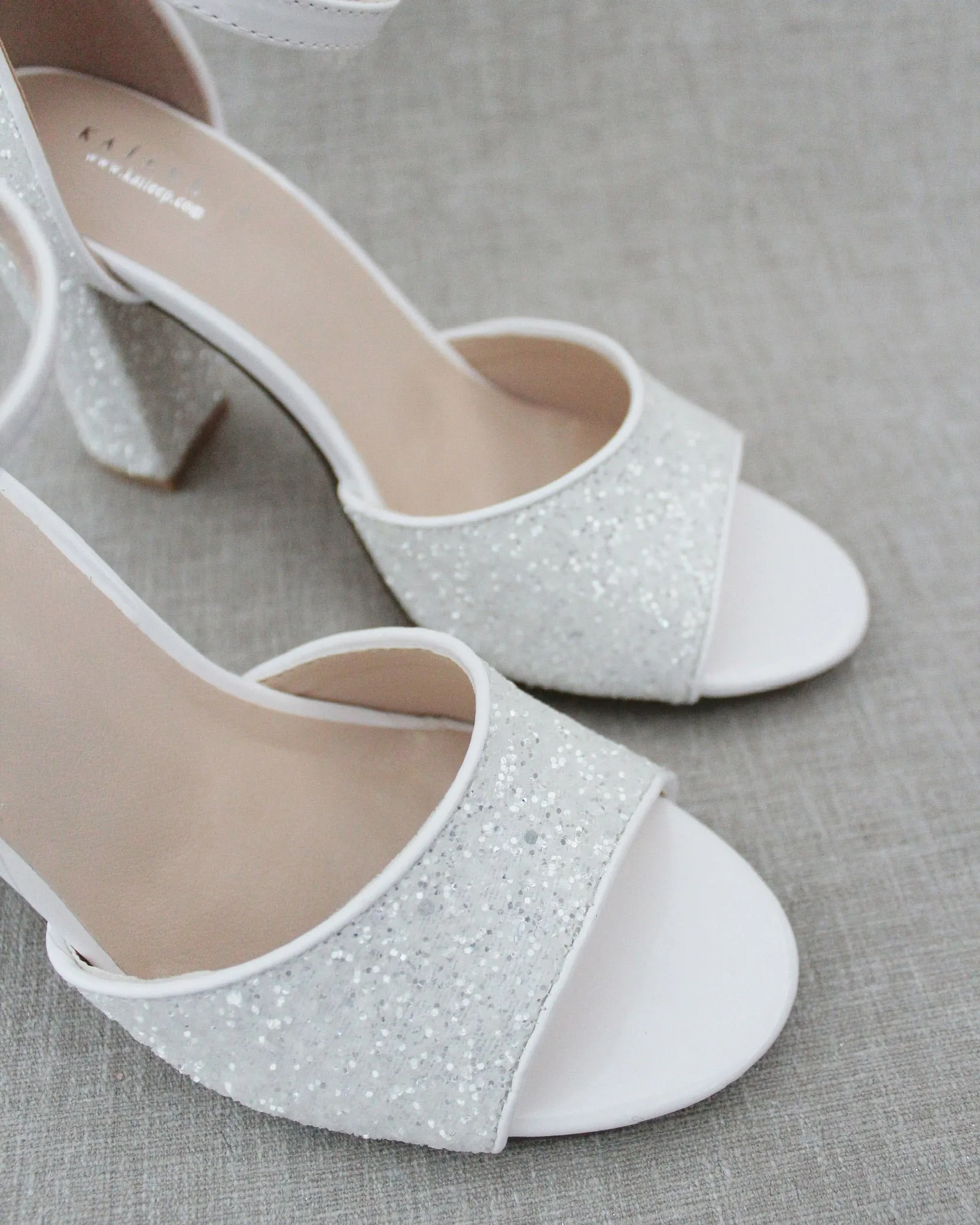 Sparkly Tall Block Heel Wedding Sandals