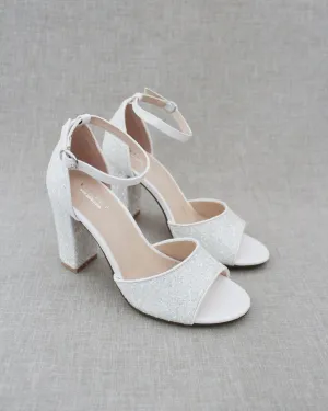 Sparkly Tall Block Heel Wedding Sandals