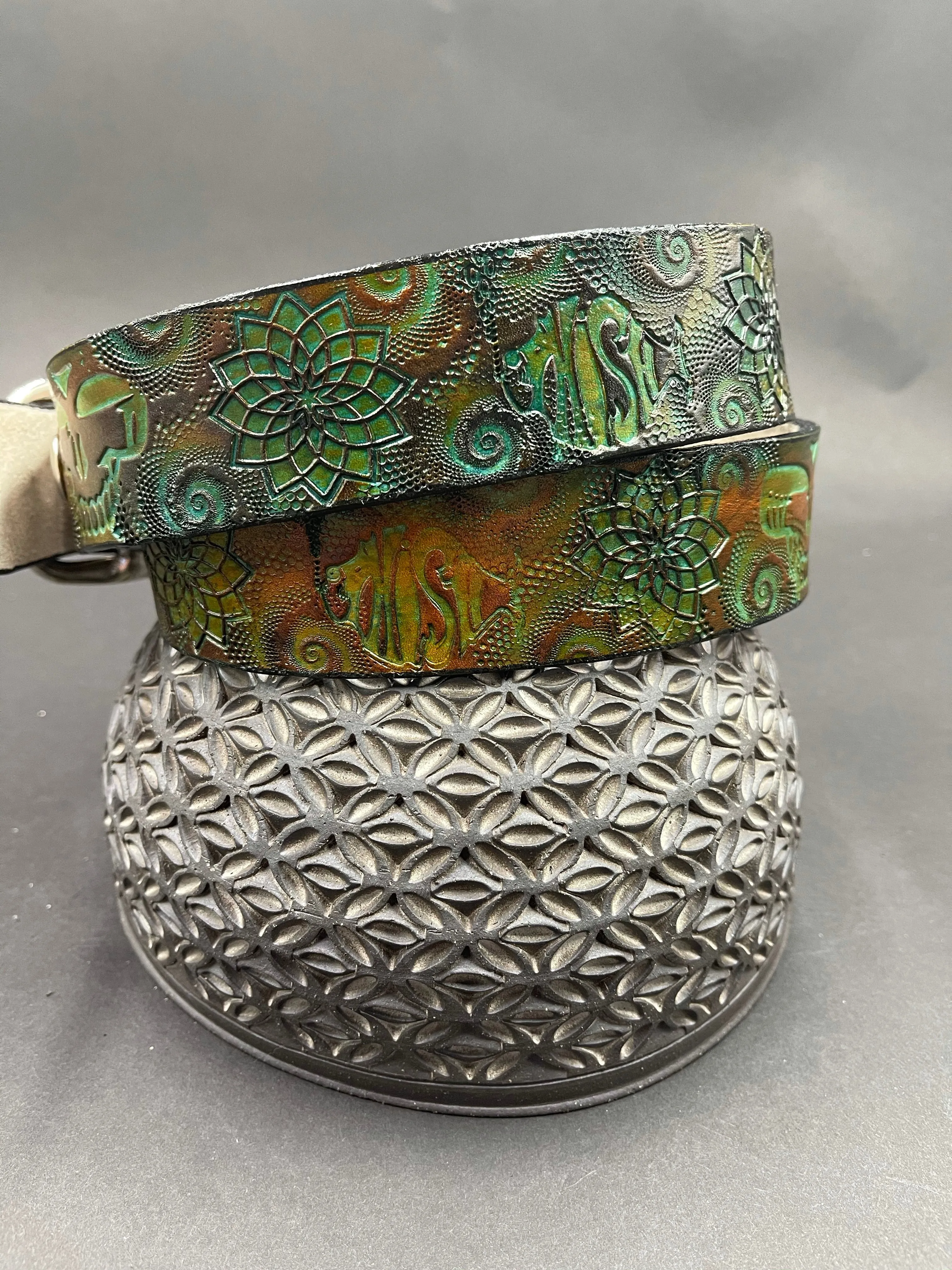 Stamped Leather Belt - Grateful Mashups
