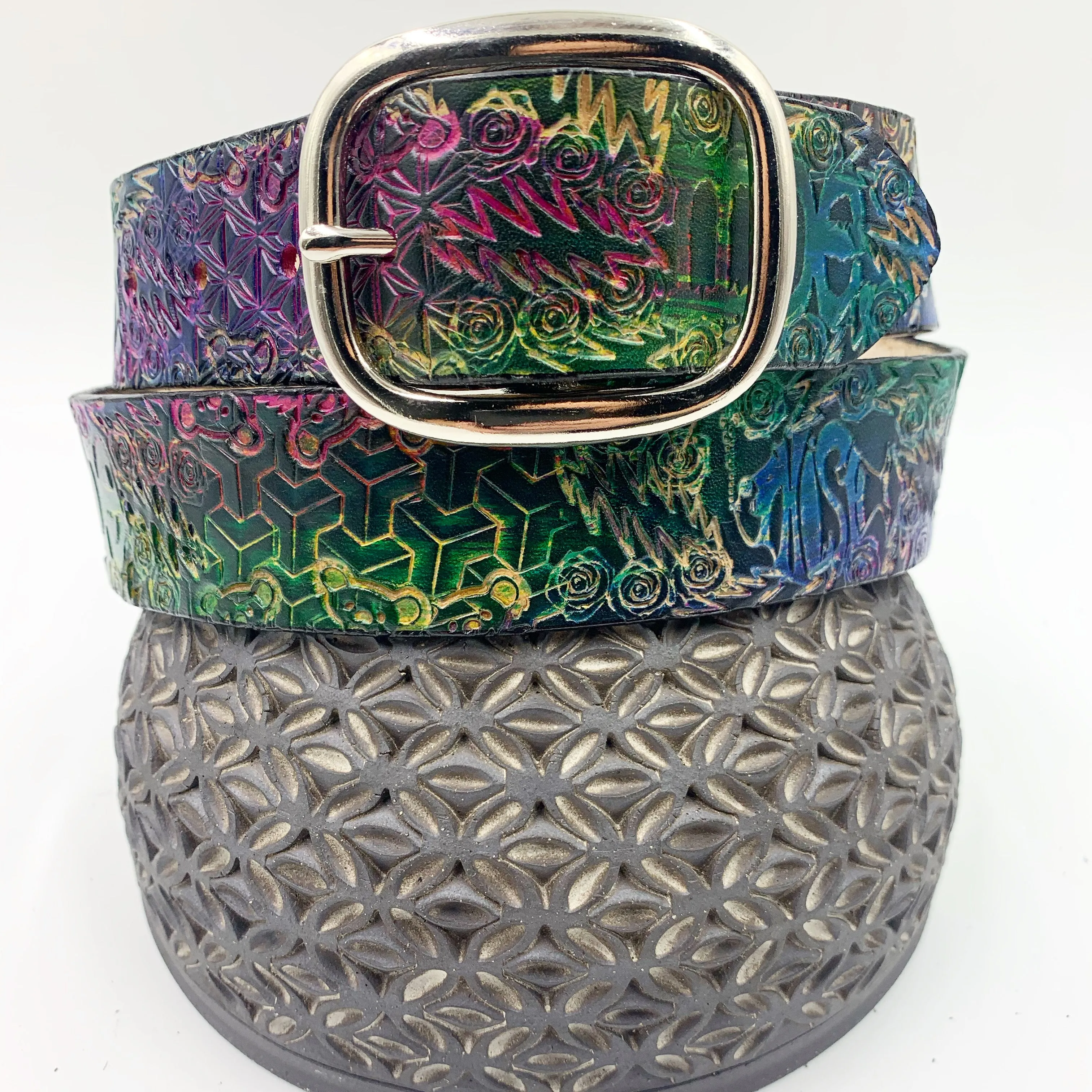 Stamped Leather Belt - Grateful Mashups