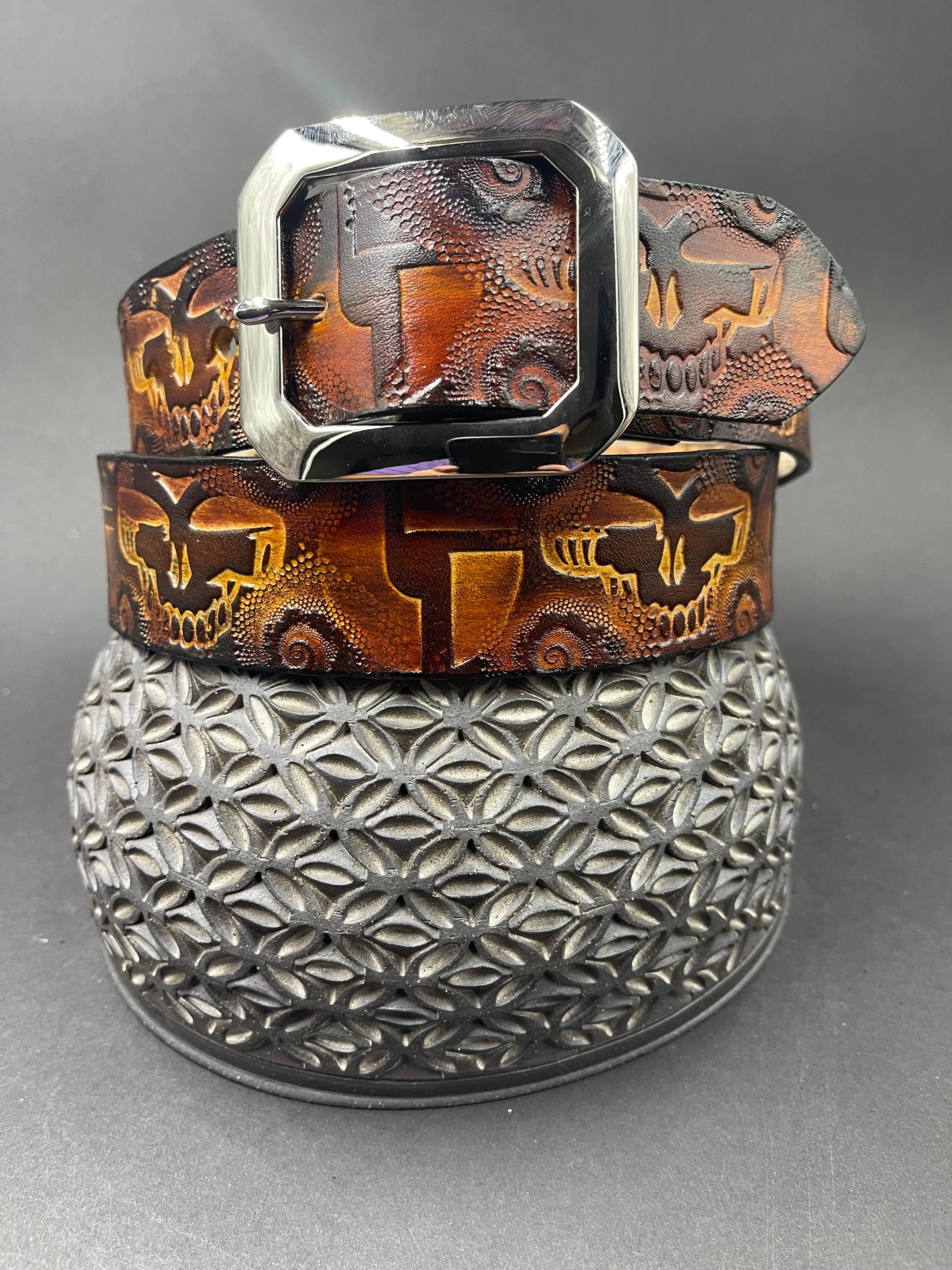 Stamped Leather Belt - Grateful Mashups
