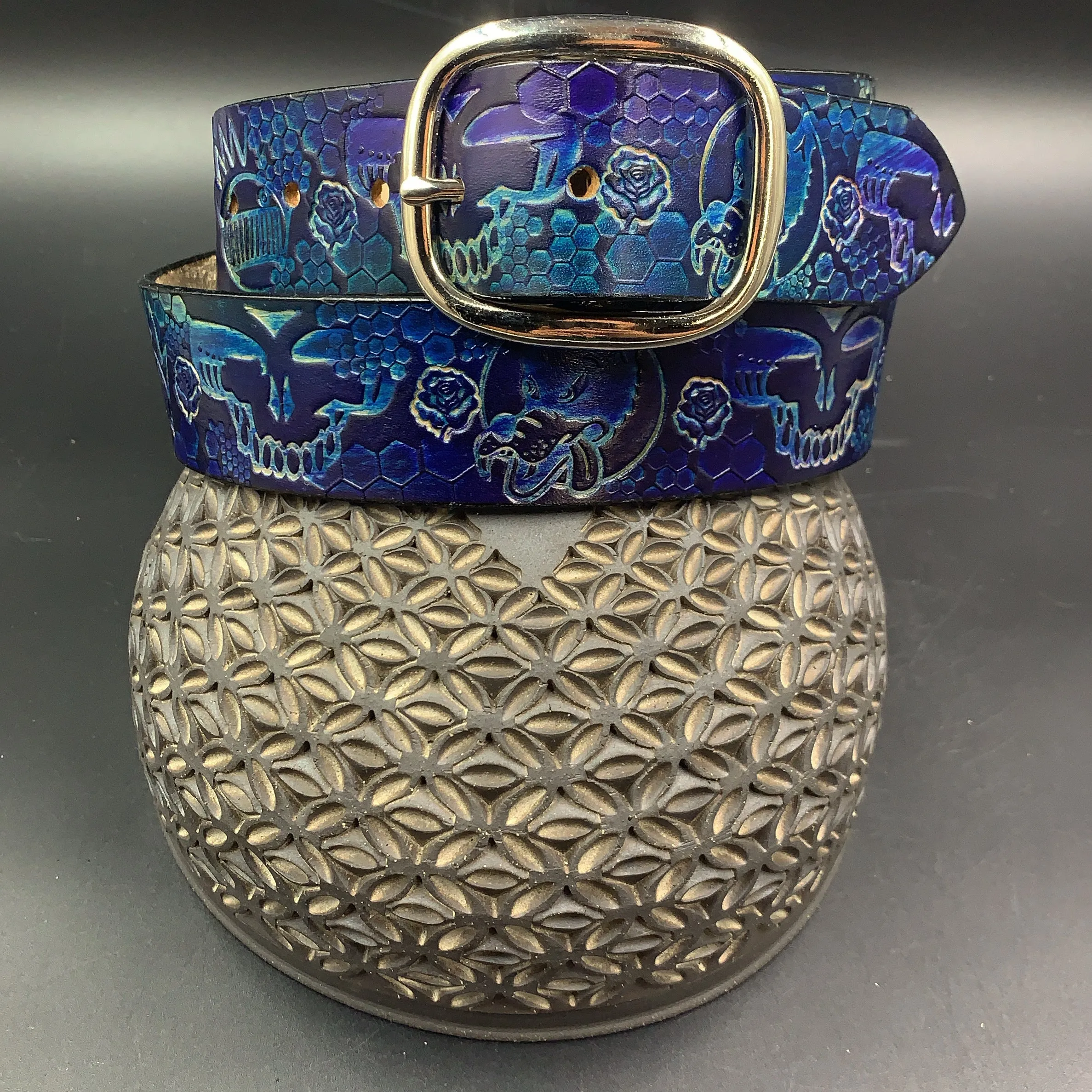 Stamped Leather Belt - Grateful Mashups