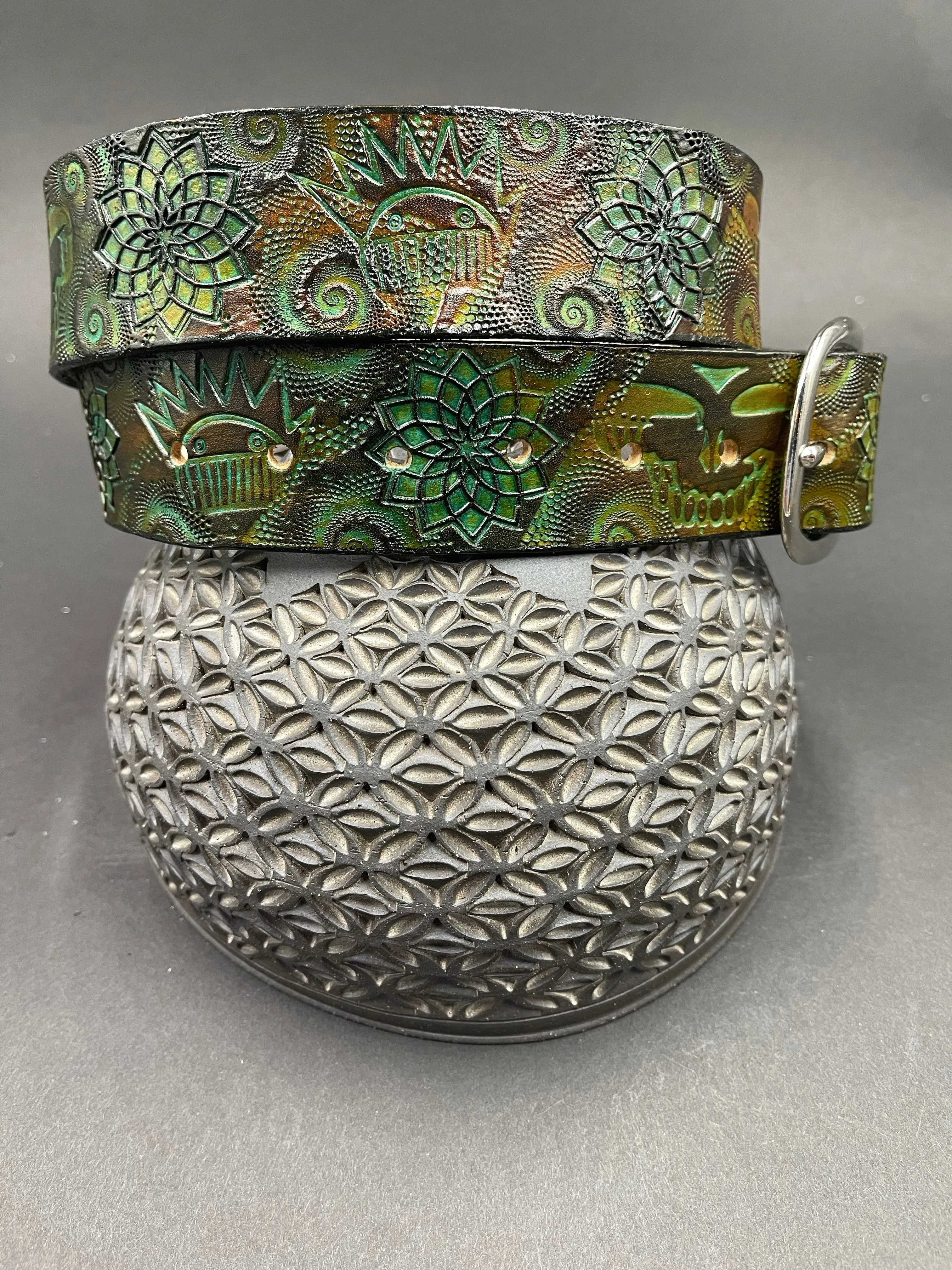 Stamped Leather Belt - Grateful Mashups