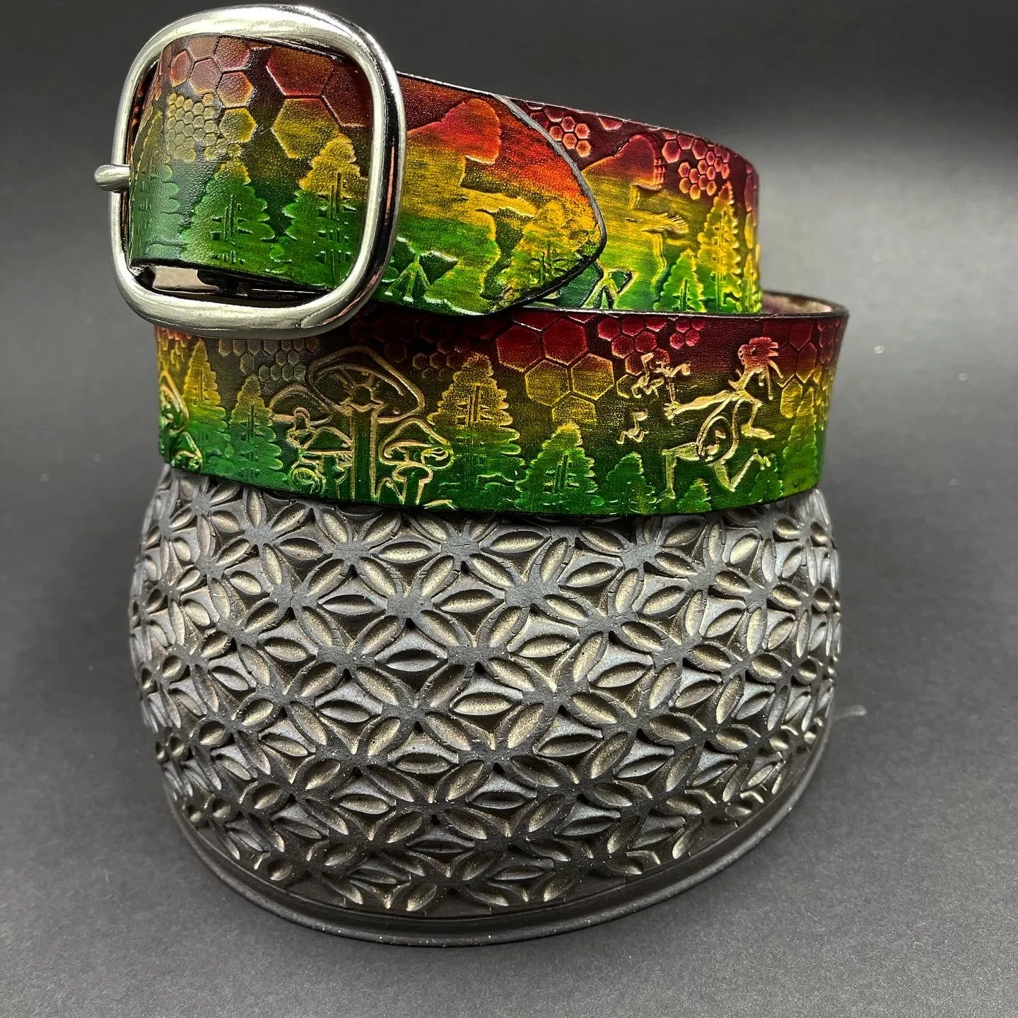 Stamped Leather Belt - Widespread Panic