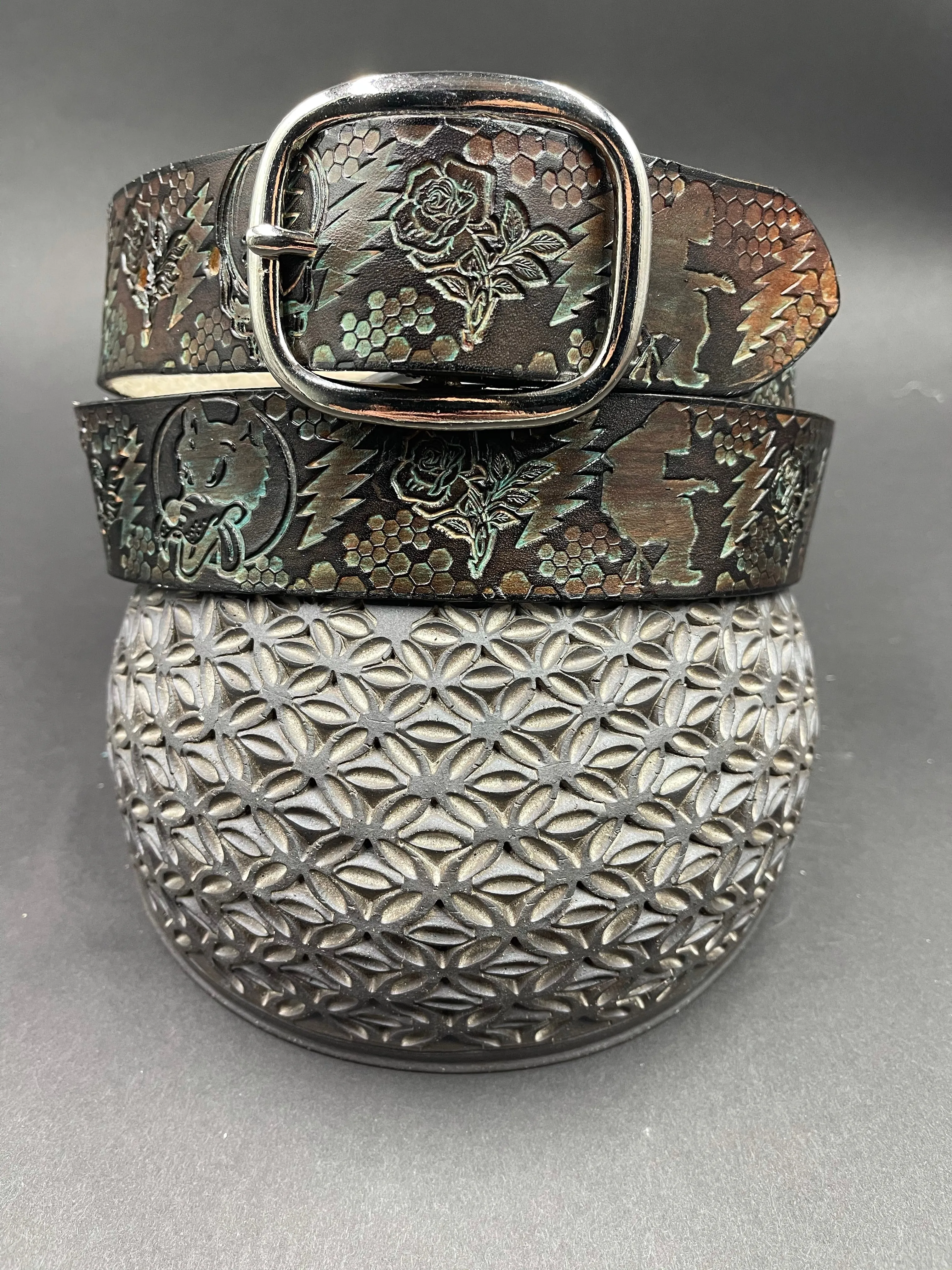 Stamped Leather Belt - Widespread Panic