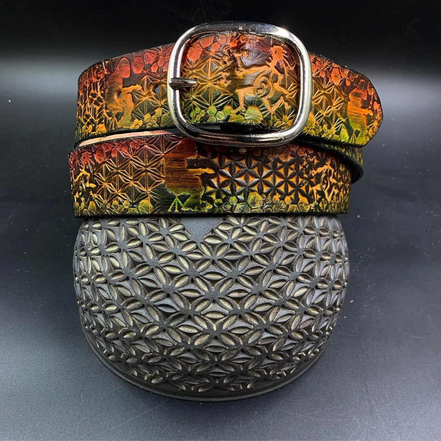 Stamped Leather Belt - Widespread Panic