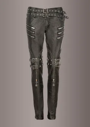 Statement Making Faux Leather Biker Pants with Studs