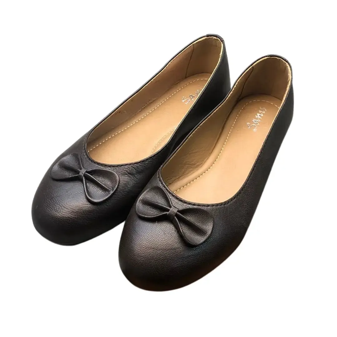 Stella Dark Brown Leather Ballet Flats