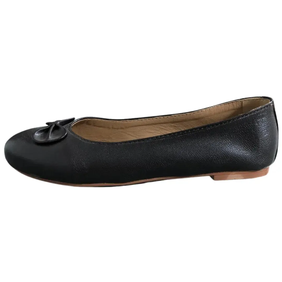 Stella Dark Brown Leather Ballet Flats